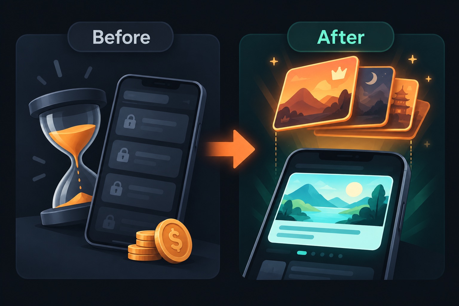 How One Good Thing pricing changed: at launch a free trial led to a paid plan with blurred content, now a free core leads to optional premium depth