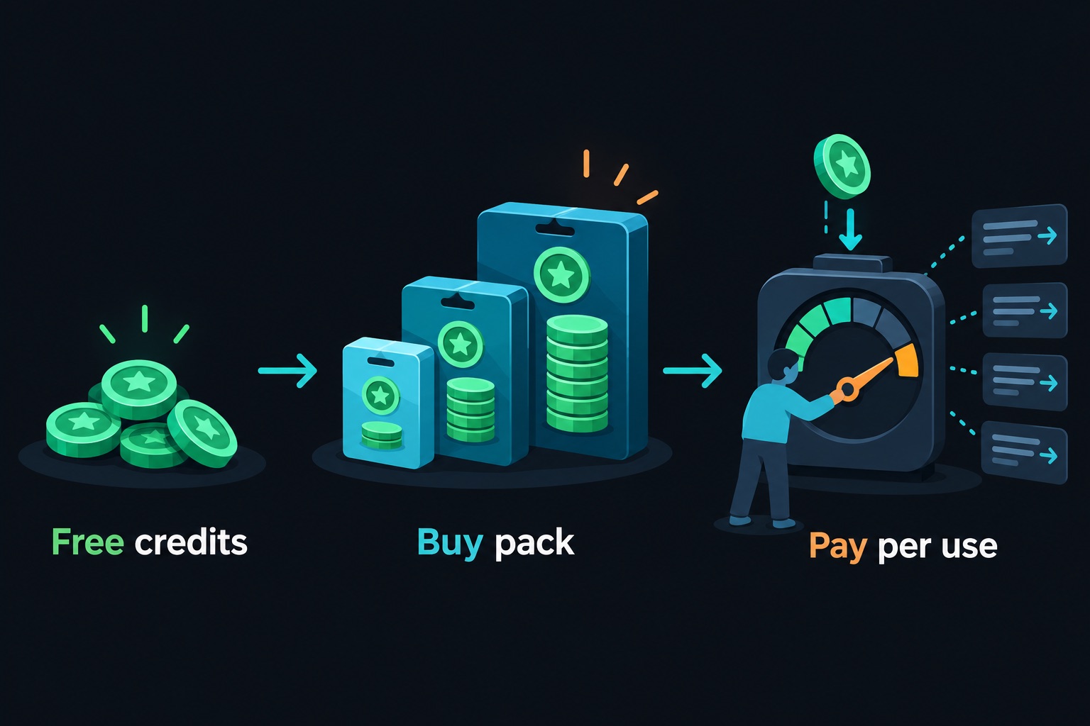 How SocialCrawl API revenue works: free credits with no card, then prepaid credit packs that never expire, spent one credit per request