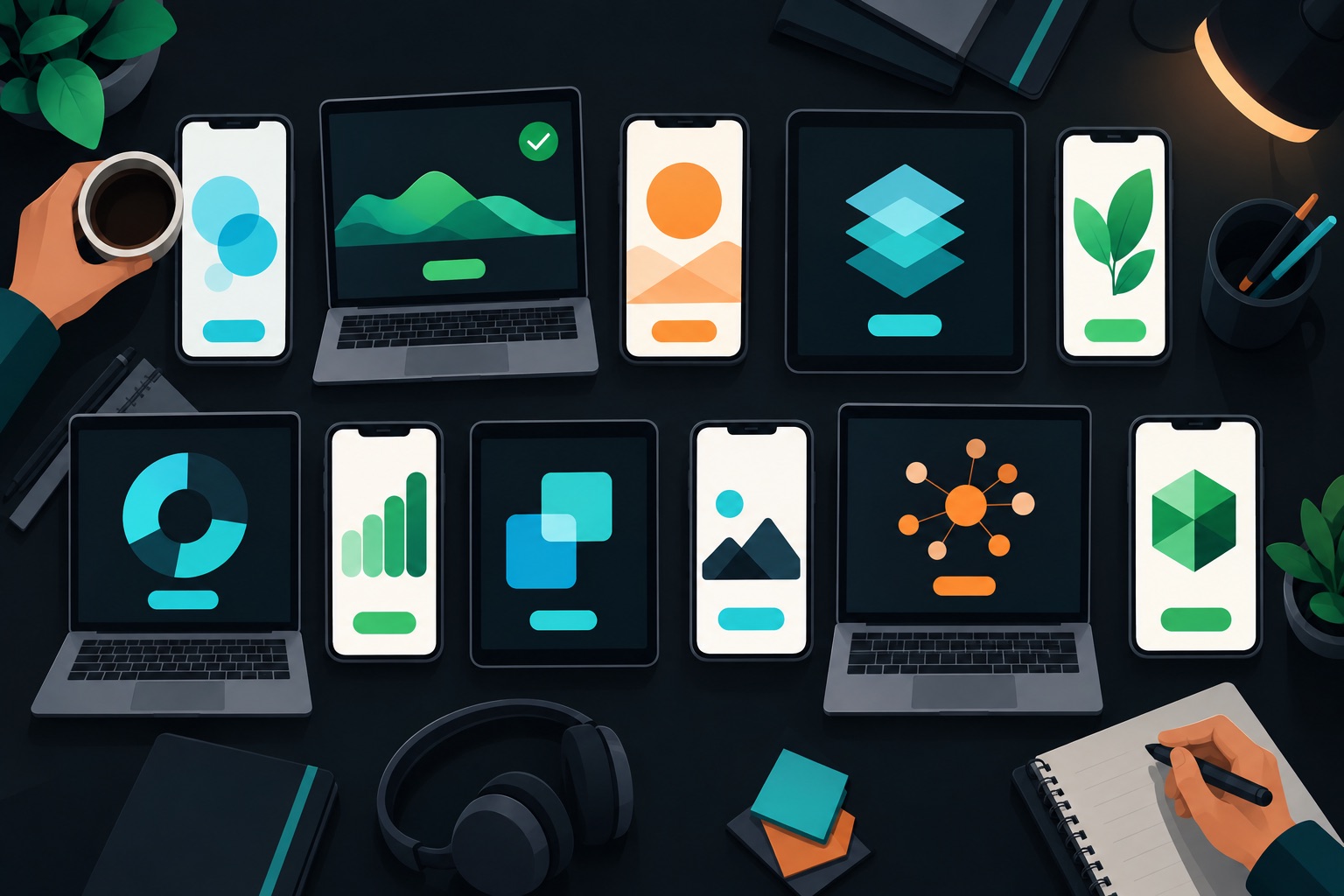 Vibe coded app revenue examples roundup: a grid of eleven app cards on phones and laptops, each tagged with a revenue label, one marked verified